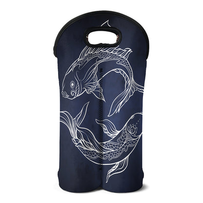 Astrology Pisces Sign Print Double Neoprene Wine Tote