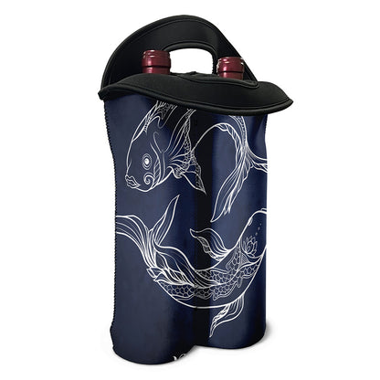 Astrology Pisces Sign Print Double Neoprene Wine Tote
