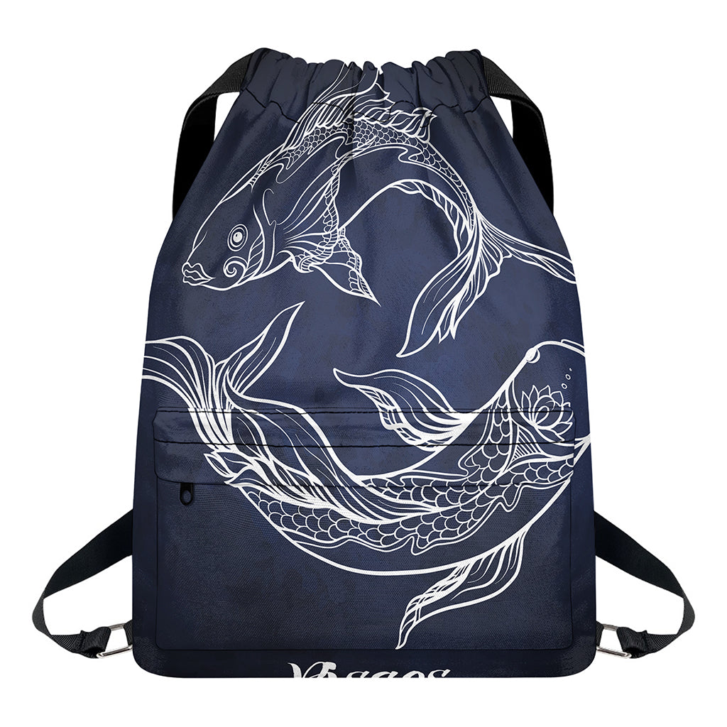 Astrology Pisces Sign Print Drawstring Backpack