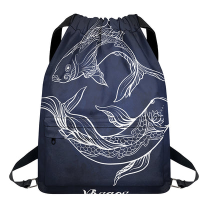 Astrology Pisces Sign Print Drawstring Backpack