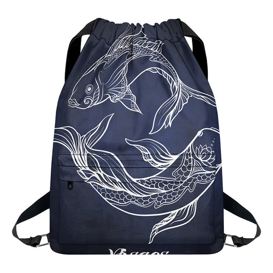 Astrology Pisces Sign Print Drawstring Backpack