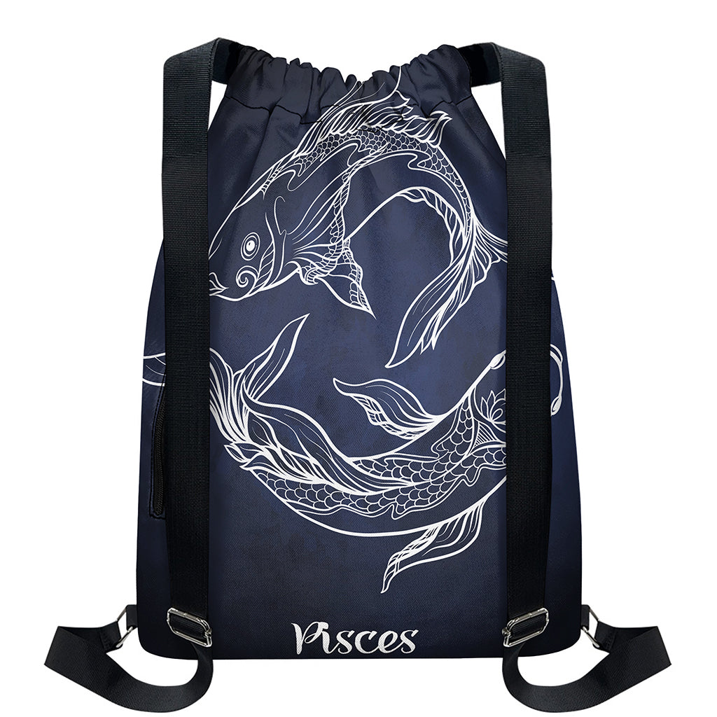 Astrology Pisces Sign Print Drawstring Backpack