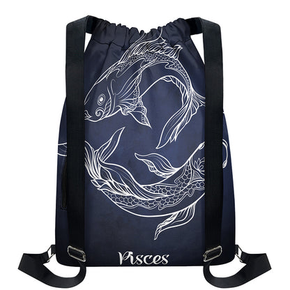 Astrology Pisces Sign Print Drawstring Backpack
