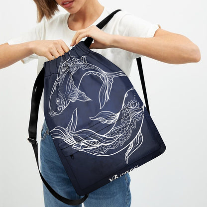 Astrology Pisces Sign Print Drawstring Backpack