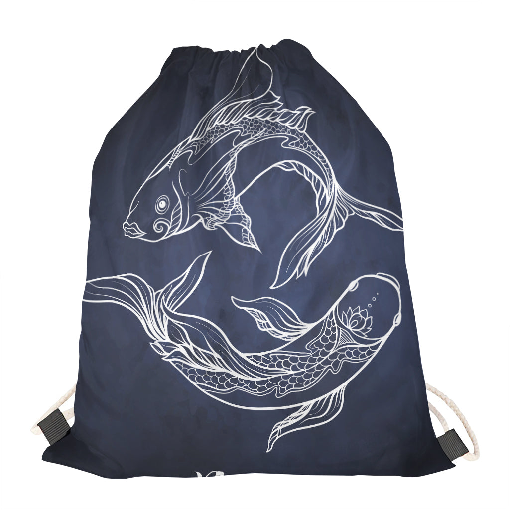 Astrology Pisces Sign Print Drawstring Bag