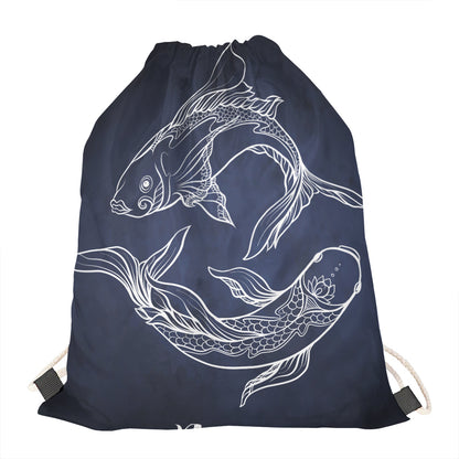 Astrology Pisces Sign Print Drawstring Bag