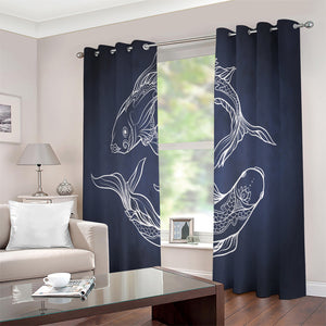 Astrology Pisces Sign Print Extra Wide Grommet Curtains