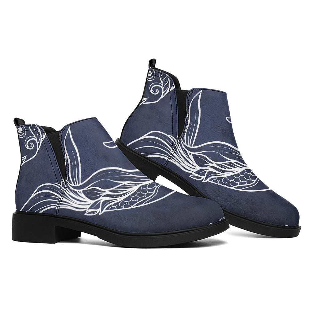 Astrology Pisces Sign Print Flat Ankle Boots