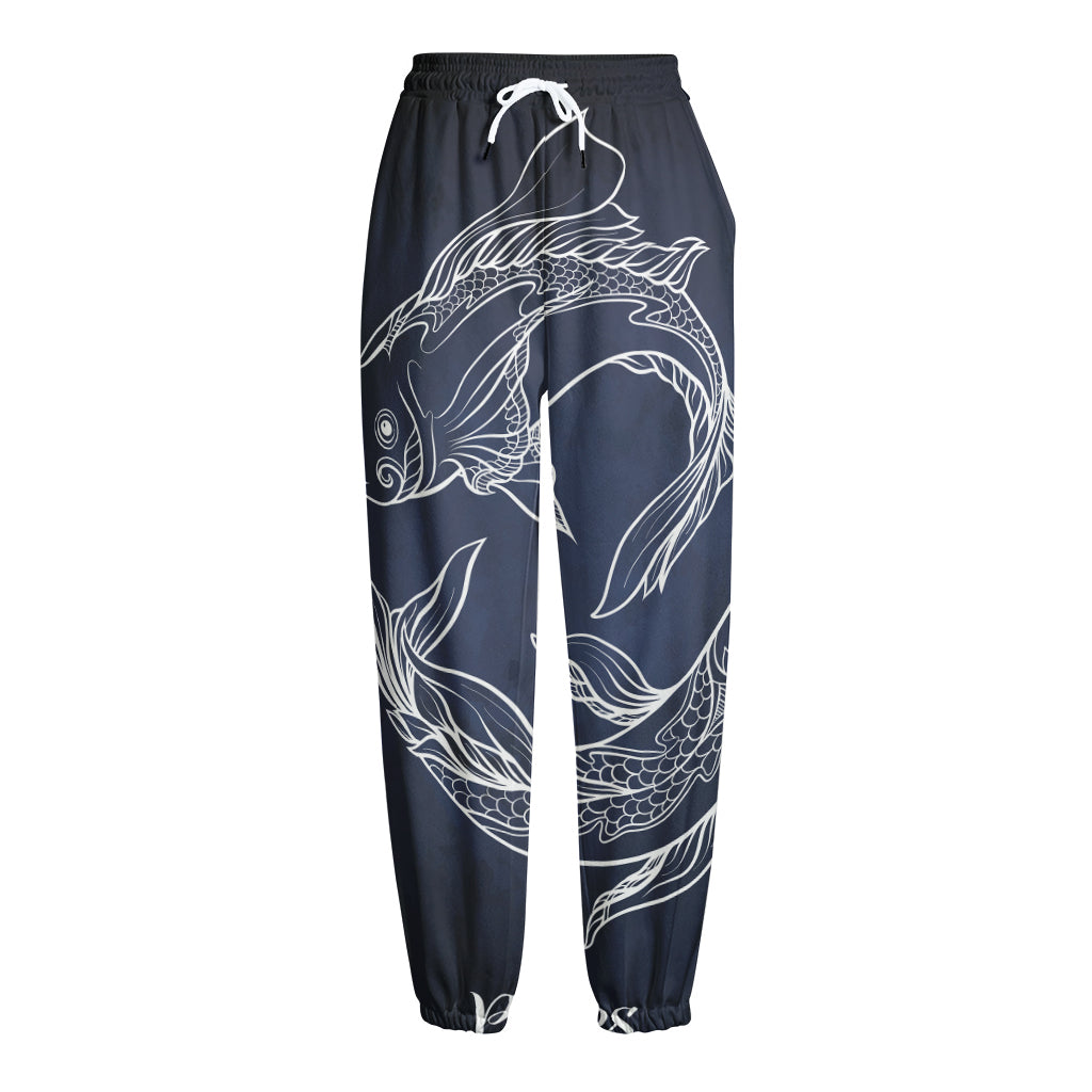 Astrology Pisces Sign Print Fleece Lined Knit Pants