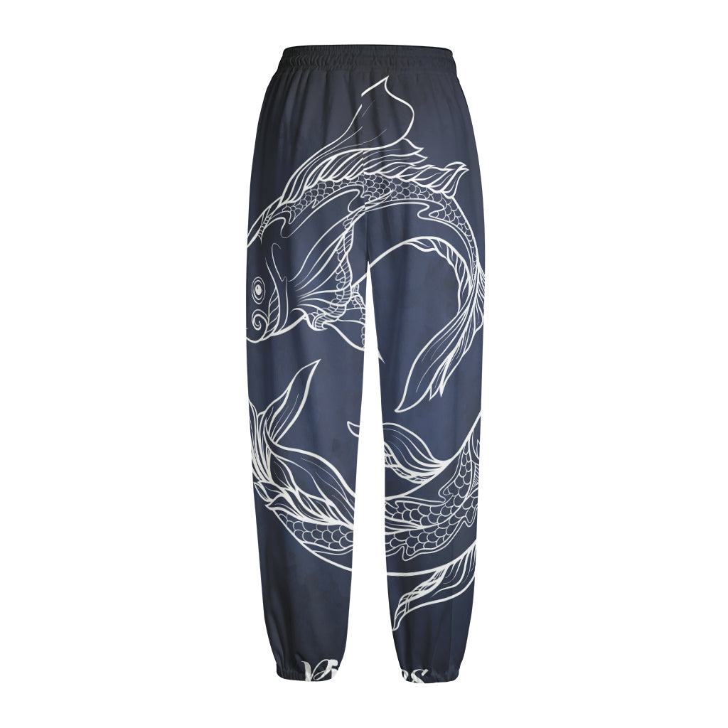 Astrology Pisces Sign Print Fleece Lined Knit Pants