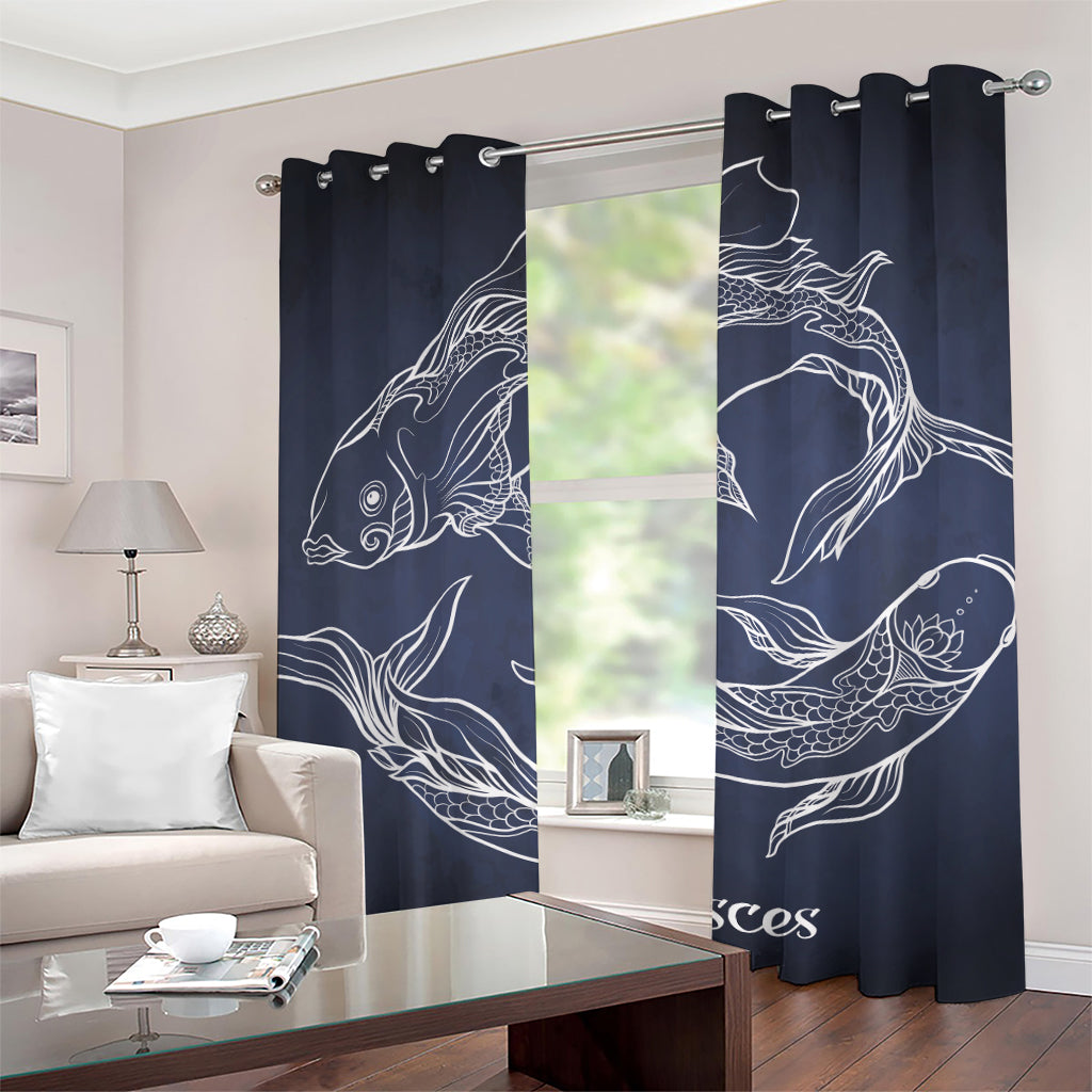 Astrology Pisces Sign Print Grommet Curtains