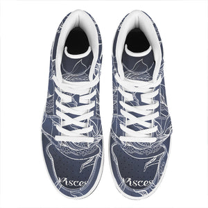 Astrology Pisces Sign Print High Top Leather Sneakers