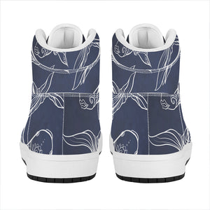 Astrology Pisces Sign Print High Top Leather Sneakers