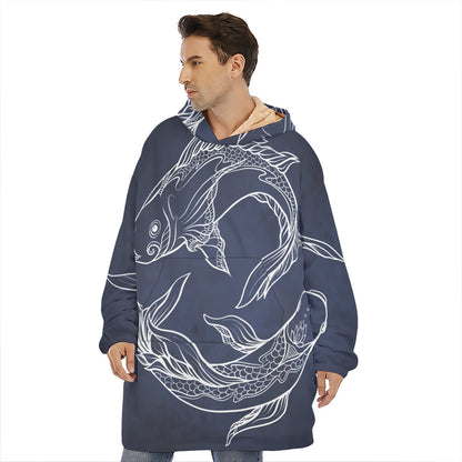 Astrology Pisces Sign Print Hoodie Blanket