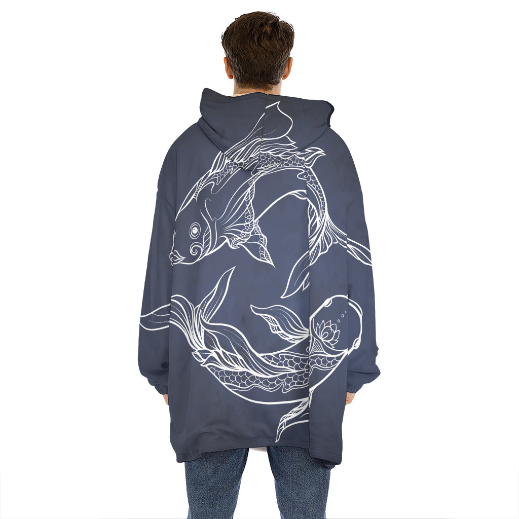 Astrology Pisces Sign Print Hoodie Blanket