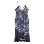 Astrology Pisces Sign Print Jersey Midi Cami Dress