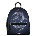 Astrology Pisces Sign Print Leather Backpack