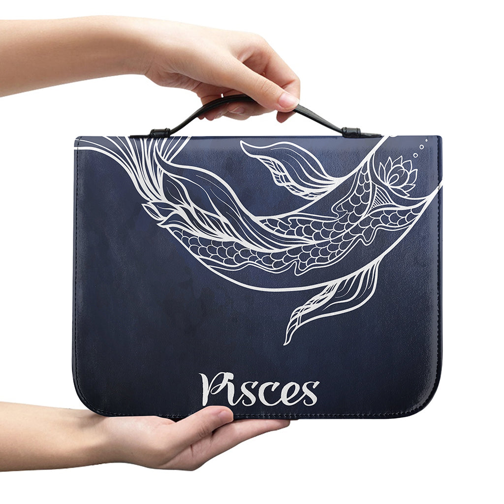 Astrology Pisces Sign Print Leather Bible Cover