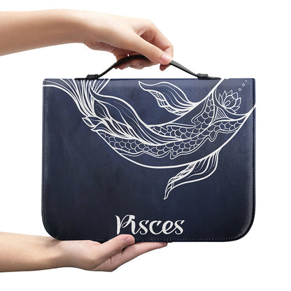 Astrology Pisces Sign Print Leather Bible Cover