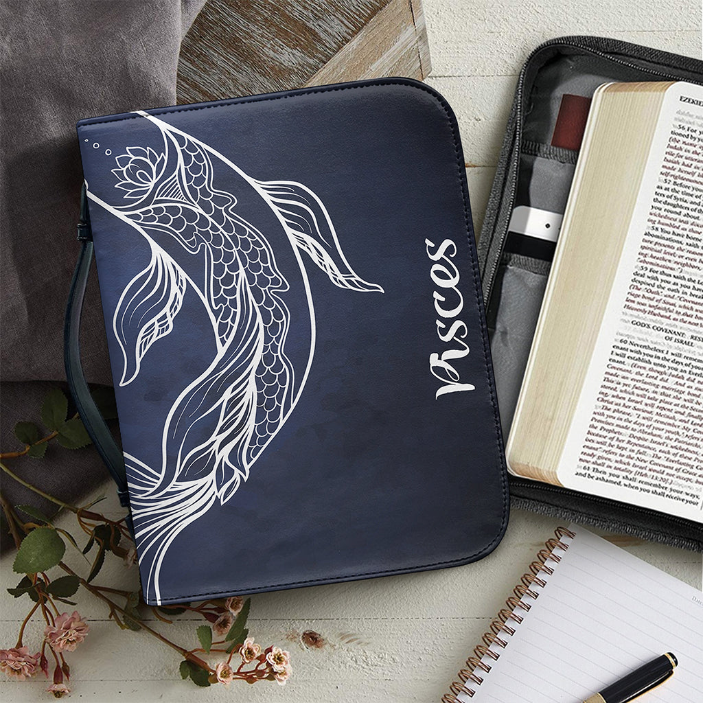 Astrology Pisces Sign Print Leather Bible Cover