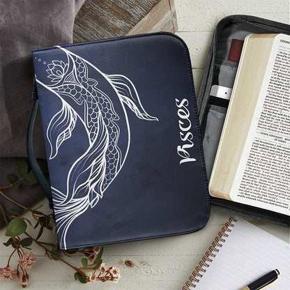 Astrology Pisces Sign Print Leather Bible Cover