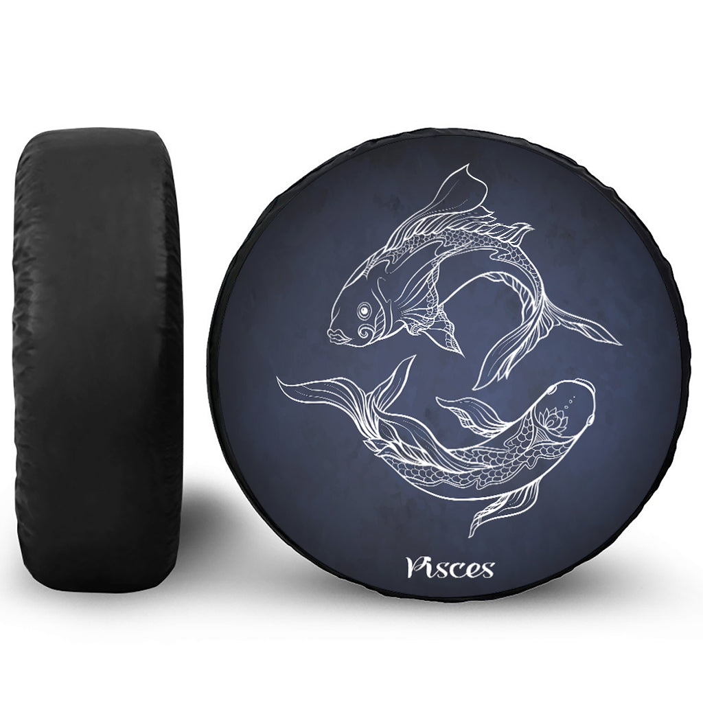 Astrology Pisces Sign Print Leather Spare Tire Cover