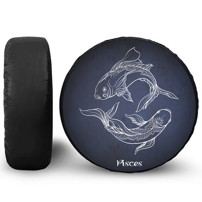 Astrology Pisces Sign Print Leather Spare Tire Cover