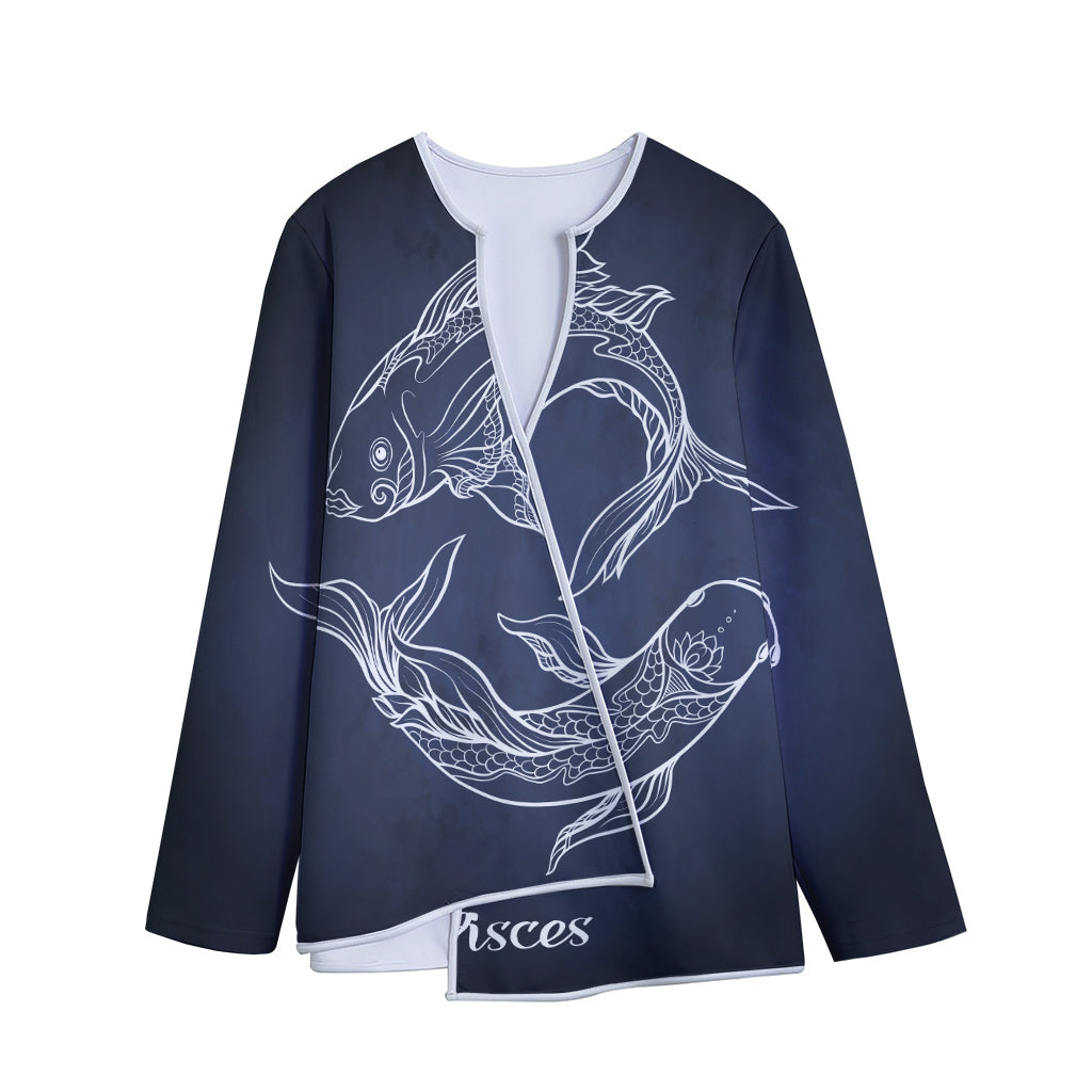 Astrology Pisces Sign Print Long Sleeve Short Coat