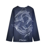 Astrology Pisces Sign Print Long Sleeve Short Coat