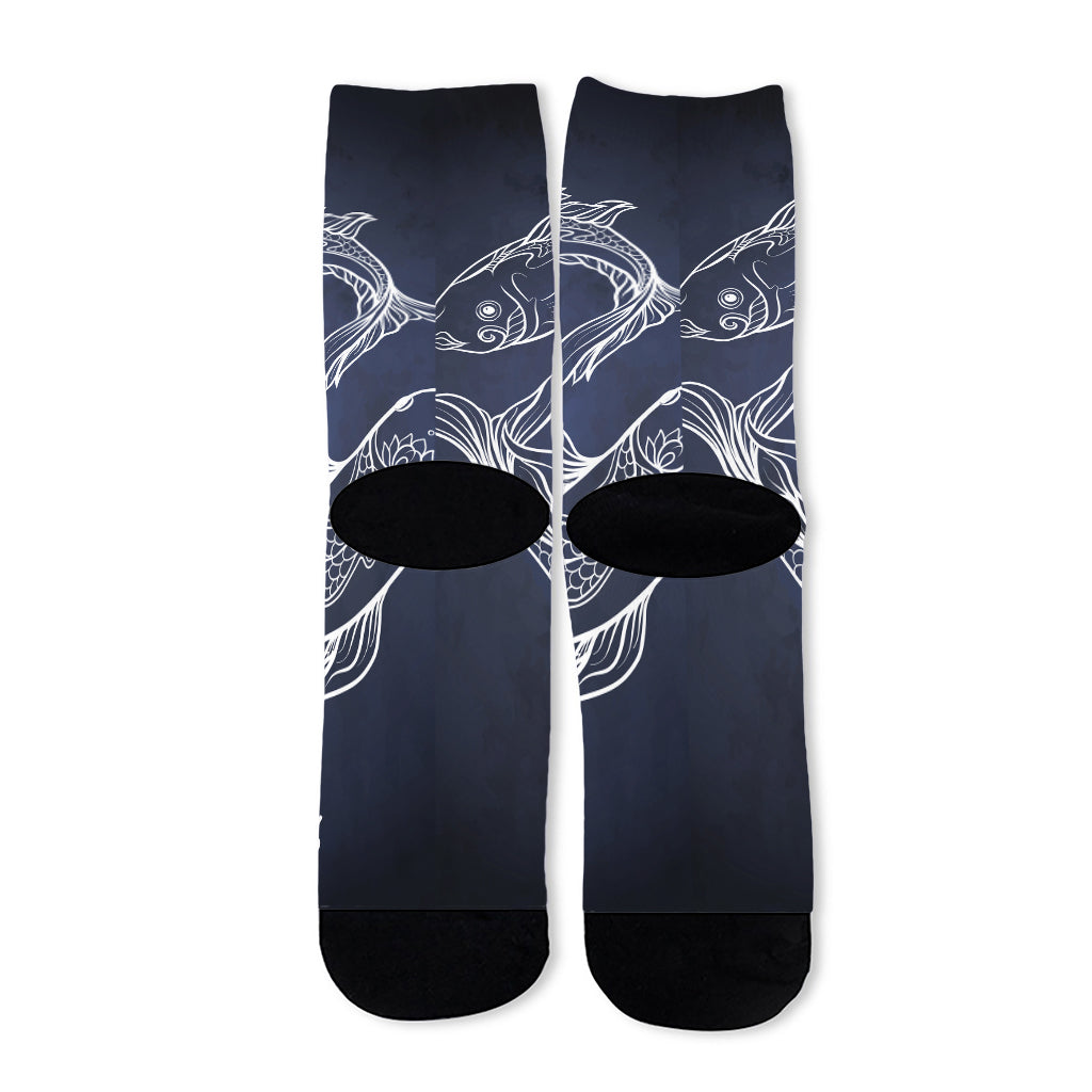 Astrology Pisces Sign Print Long Socks