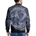 Astrology Pisces Sign Print Men's Bomber Jacket