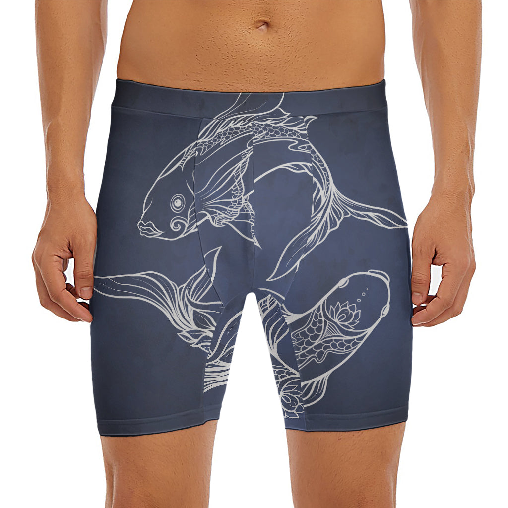 Astrology Pisces Sign Print Men's Long Boxer Briefs