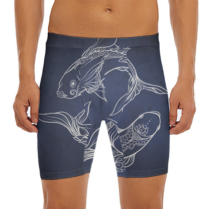 Astrology Pisces Sign Print Men's Long Boxer Briefs