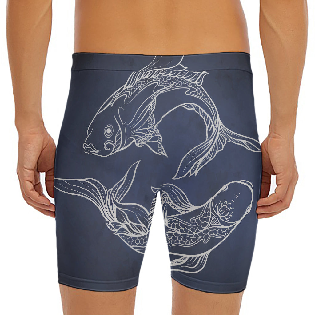 Astrology Pisces Sign Print Men's Long Boxer Briefs