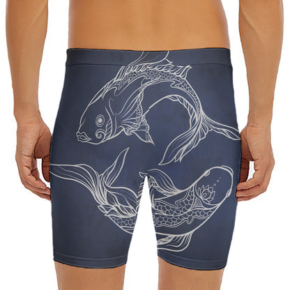 Astrology Pisces Sign Print Men's Long Boxer Briefs