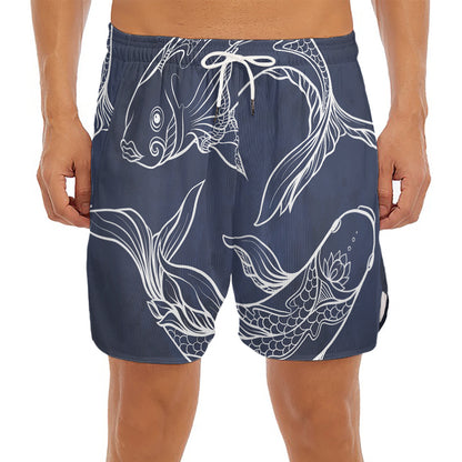Astrology Pisces Sign Print Men's Split Running Shorts