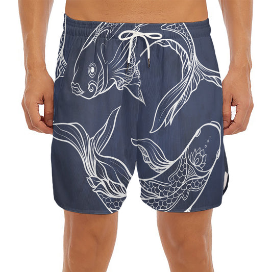 Astrology Pisces Sign Print Men's Split Running Shorts