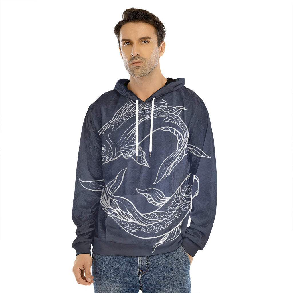 Astrology Pisces Sign Print Men's Velvet Pullover Hoodie