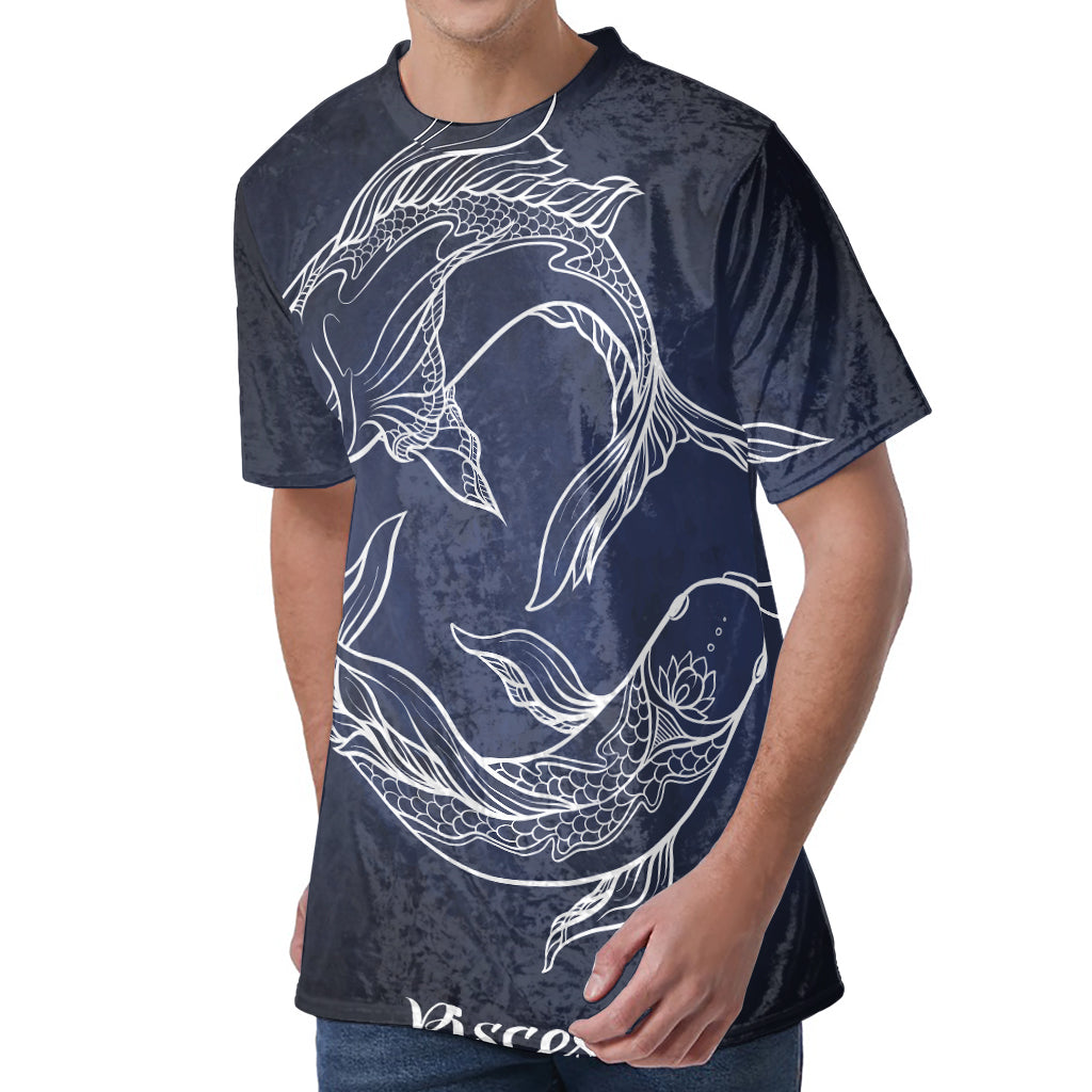 Astrology Pisces Sign Print Men's Velvet T-Shirt