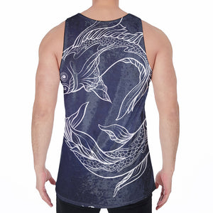 Astrology Pisces Sign Print Men's Velvet Tank Top