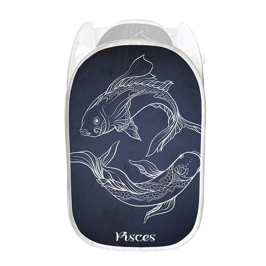 Astrology Pisces Sign Print Mesh Laundry Hamper