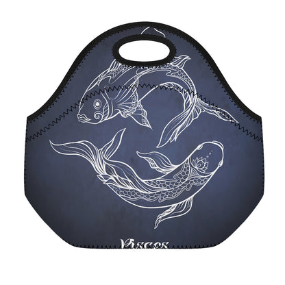 Astrology Pisces Sign Print Neoprene Lunch Bag