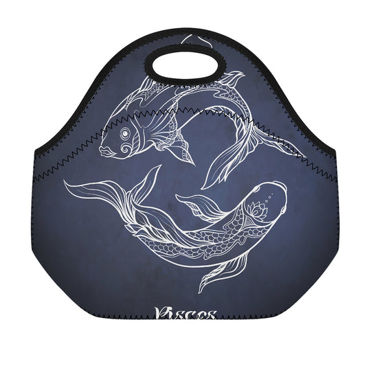 Astrology Pisces Sign Print Neoprene Lunch Bag