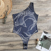 Astrology Pisces Sign Print One Shoulder Bodysuit