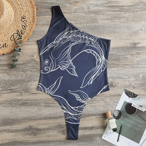 Astrology Pisces Sign Print One Shoulder Bodysuit