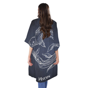 Astrology Pisces Sign Print Open Front Beach Cover Up