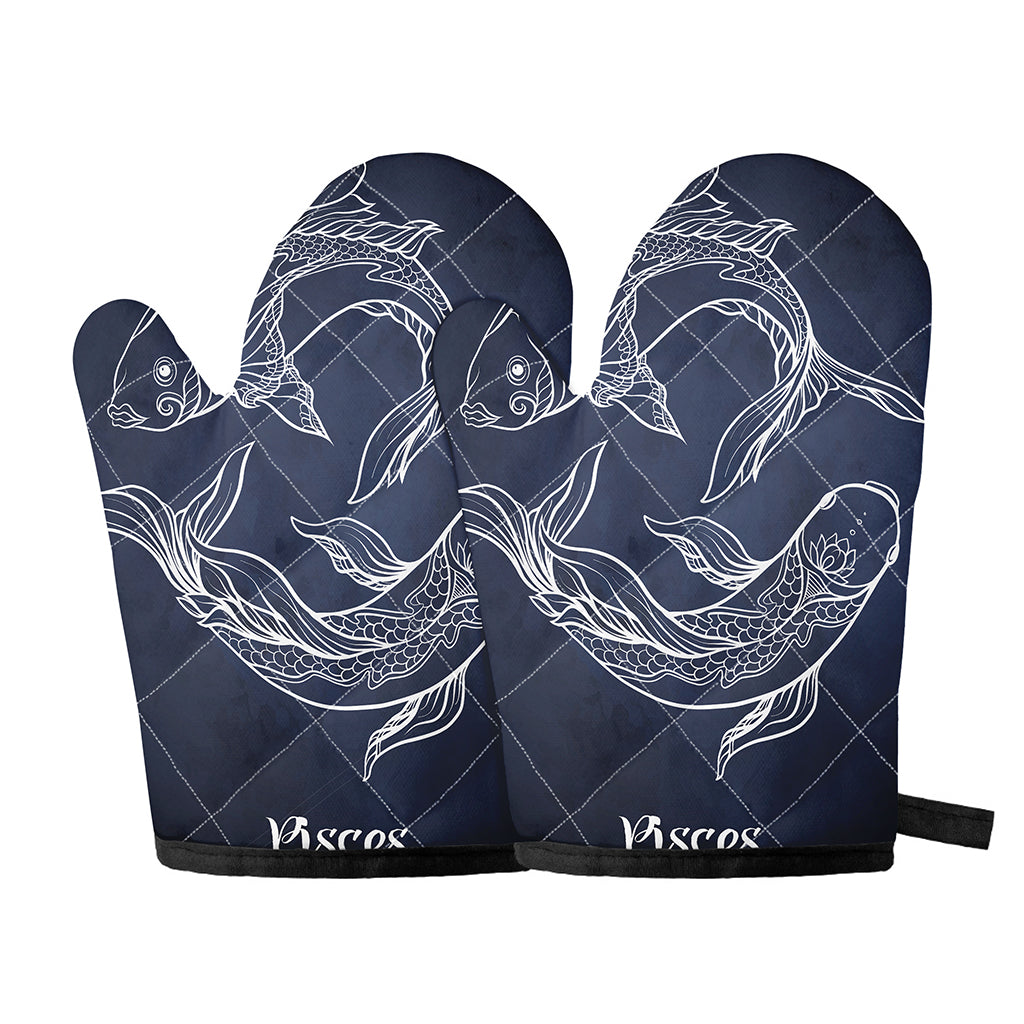Astrology Pisces Sign Print Oven Mitts