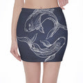 Astrology Pisces Sign Print Pencil Mini Skirt