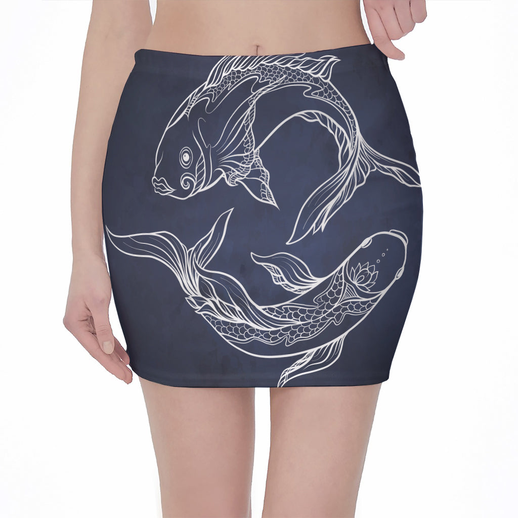 Astrology Pisces Sign Print Pencil Mini Skirt
