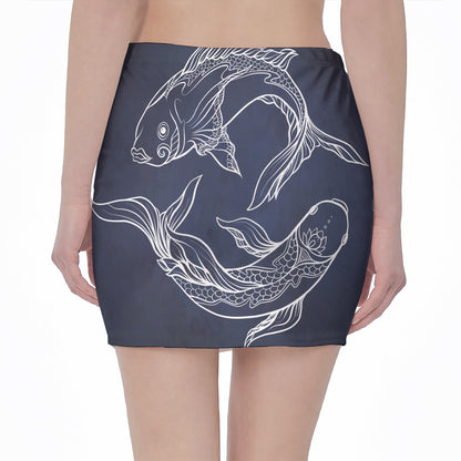 Astrology Pisces Sign Print Pencil Mini Skirt